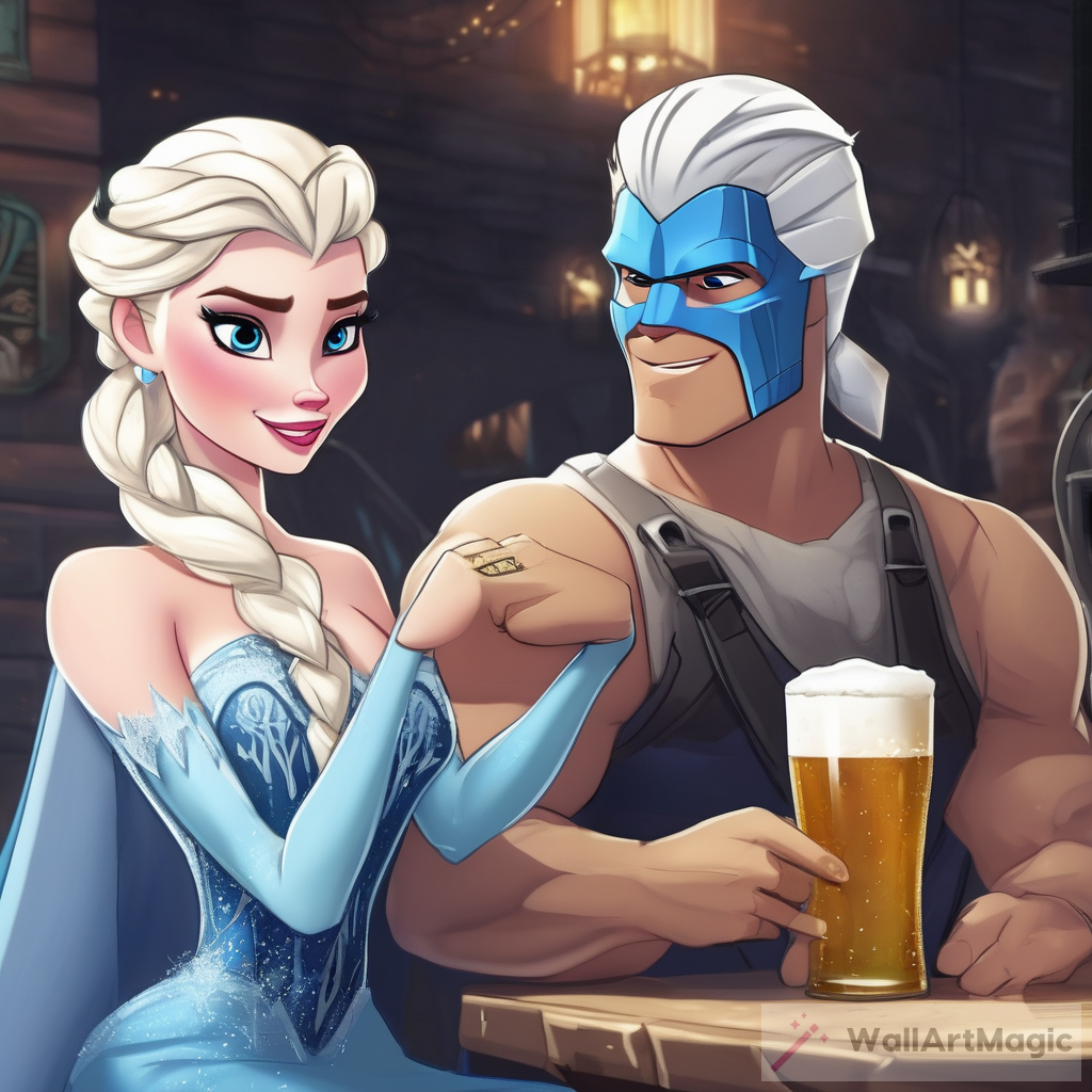 Elsa and Subzero Enjoying a Refreshing Beer