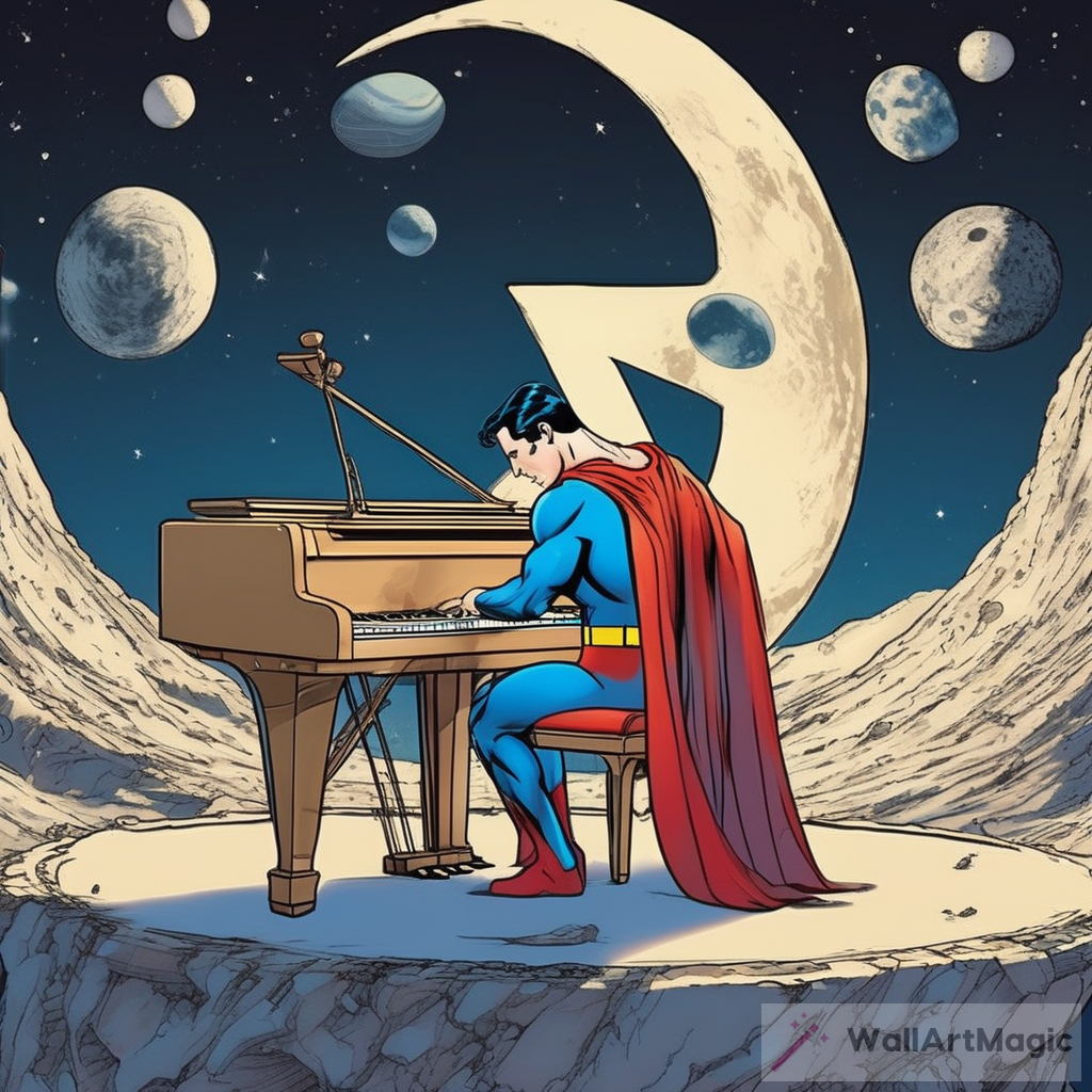 Cosmic Concert: Superman and Marvel Superheroes Play Musical Instruments on the Moon