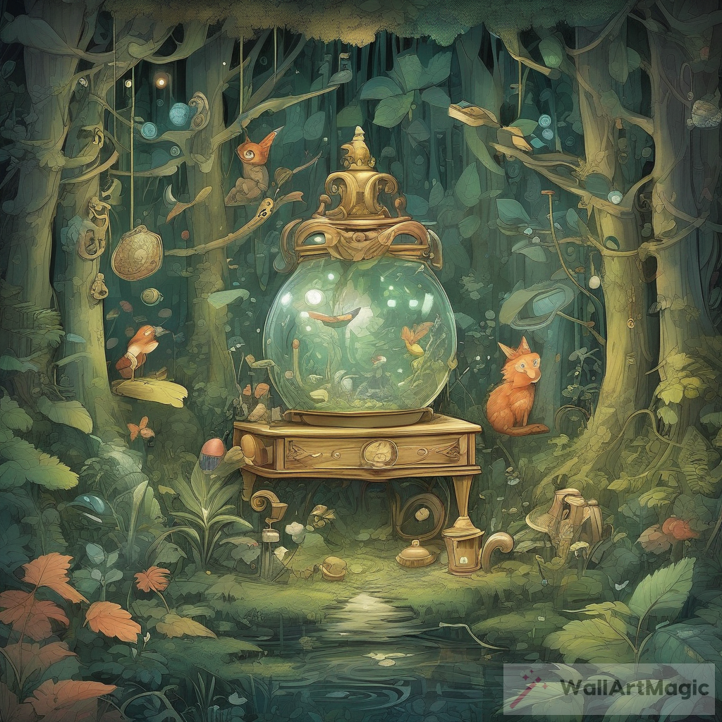 Whimsical Interpretation: Discovering a Forgotten Treasure in a Mystical Forest