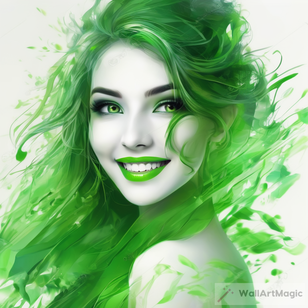 Elegance Redefined: Woman with Beautiful Green Eyes, Bright Smile & High-Quality Aura
