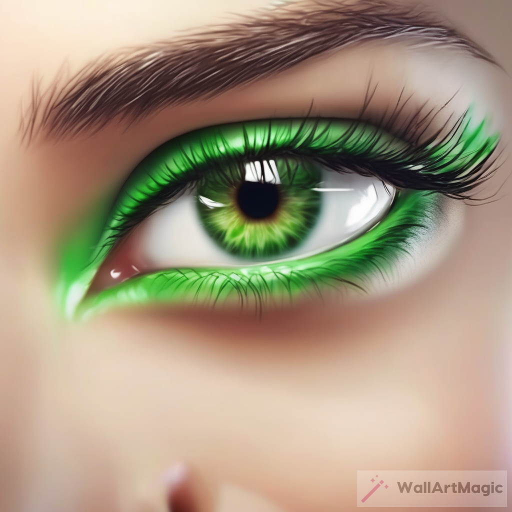 Hyper-Realistic Close-Up of a Beautiful, Smiling Woman's Bright Green Eye
