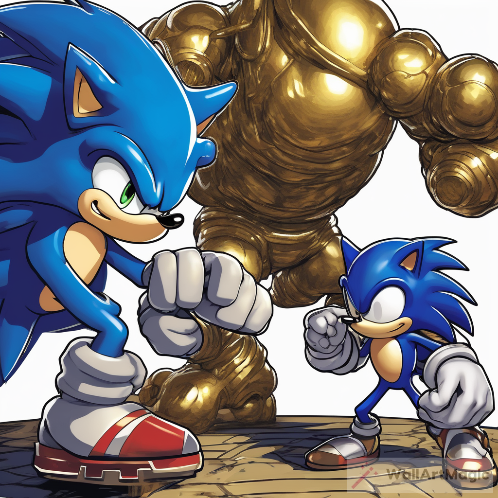 Blue Sonic the Hedgehog: Battling the Golem and Holding the Gold Ring