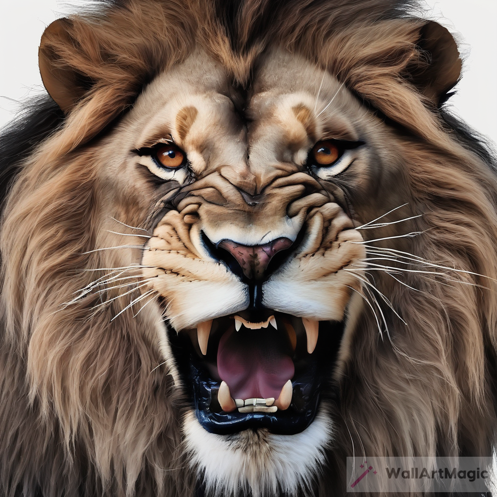 Roaring Lion with Reddish Eyes: The Symbol of Strength and Ferocity