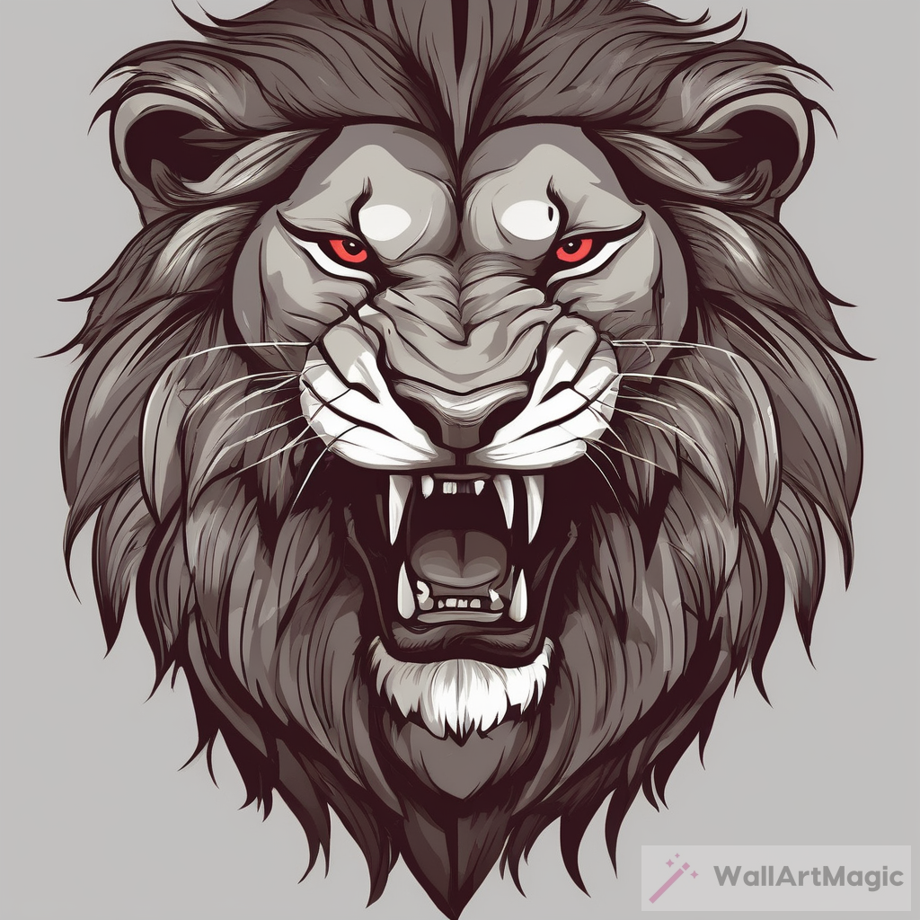 Roaring Lion: Side Face with Reddish Eyes