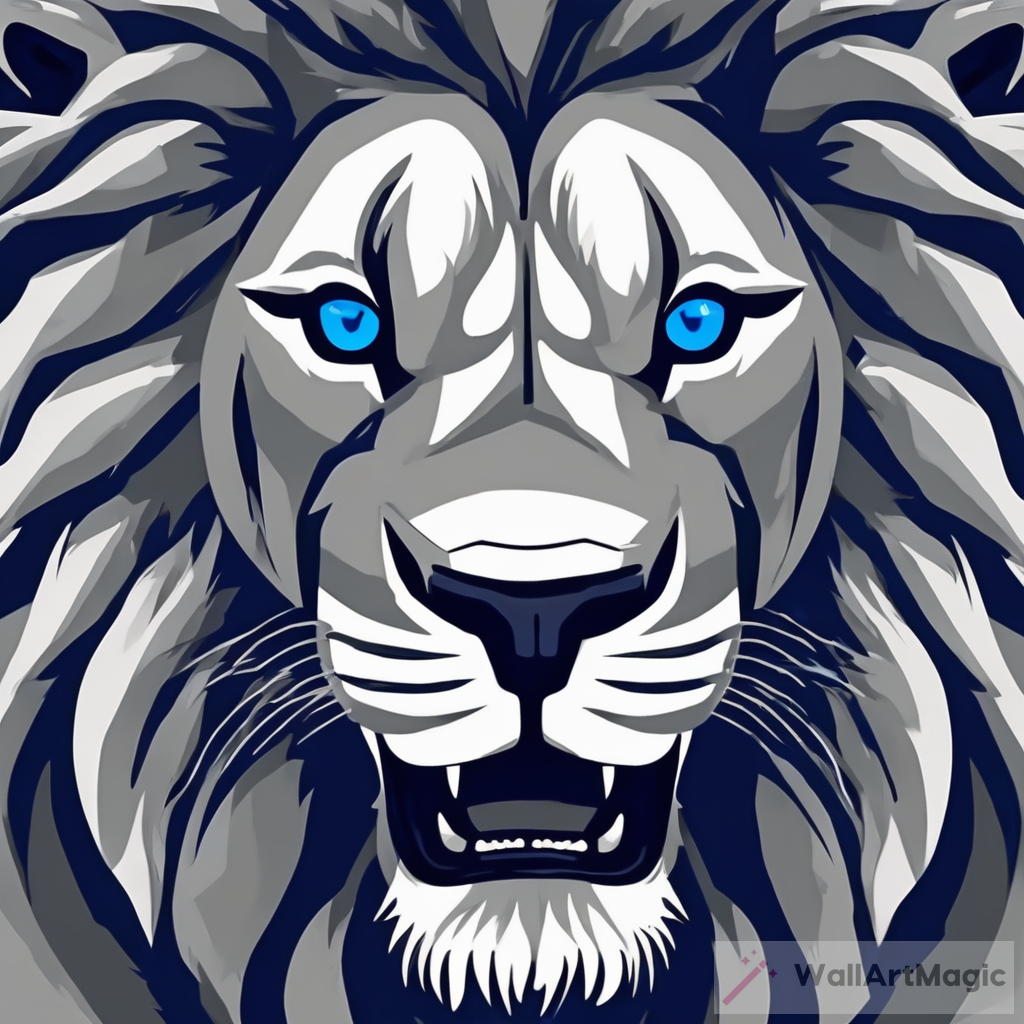 Roaring Lion with Blue Eyes