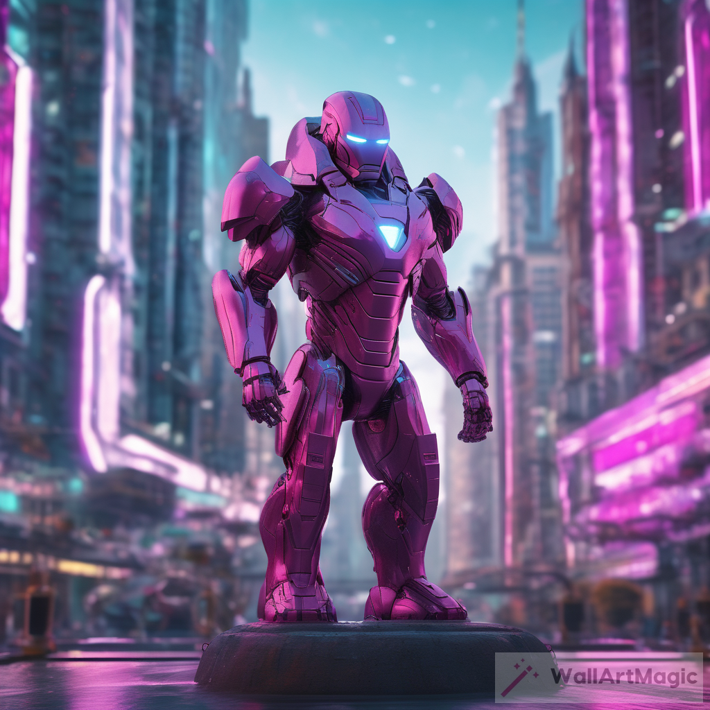 Futuristic Armored Guardian: Inspired by Iron Man in Playful Character Design