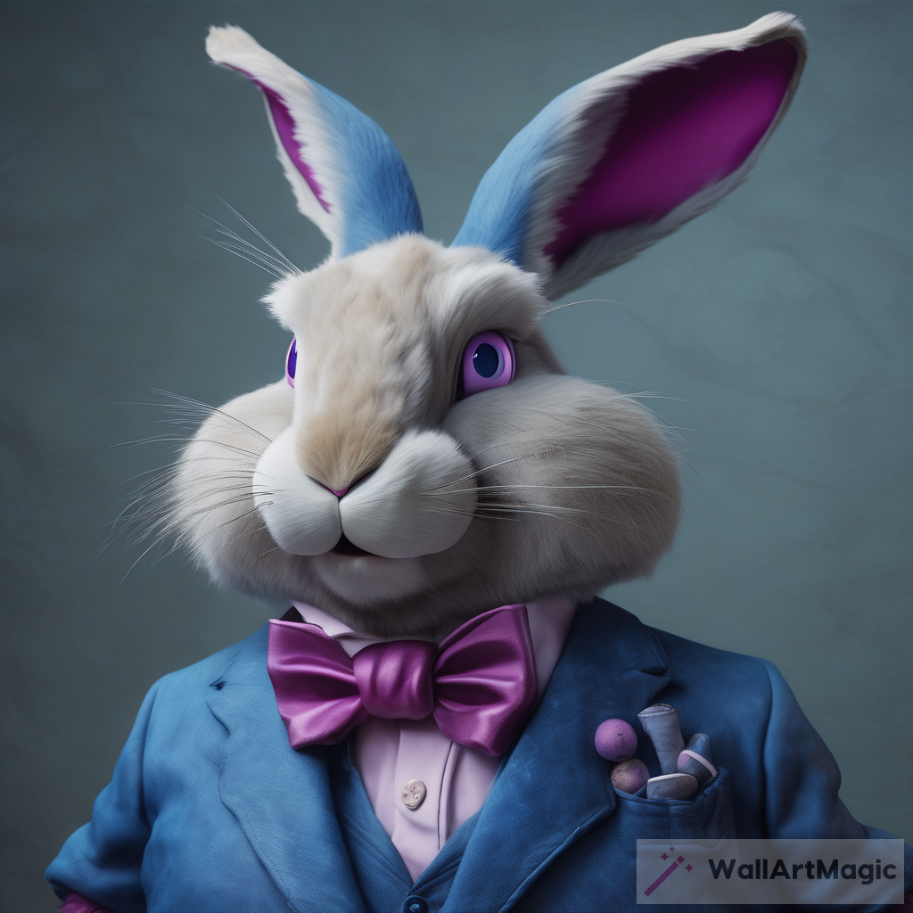 Experience the Spectacular Blue Donald Bunny Portrait in the Style of Vray