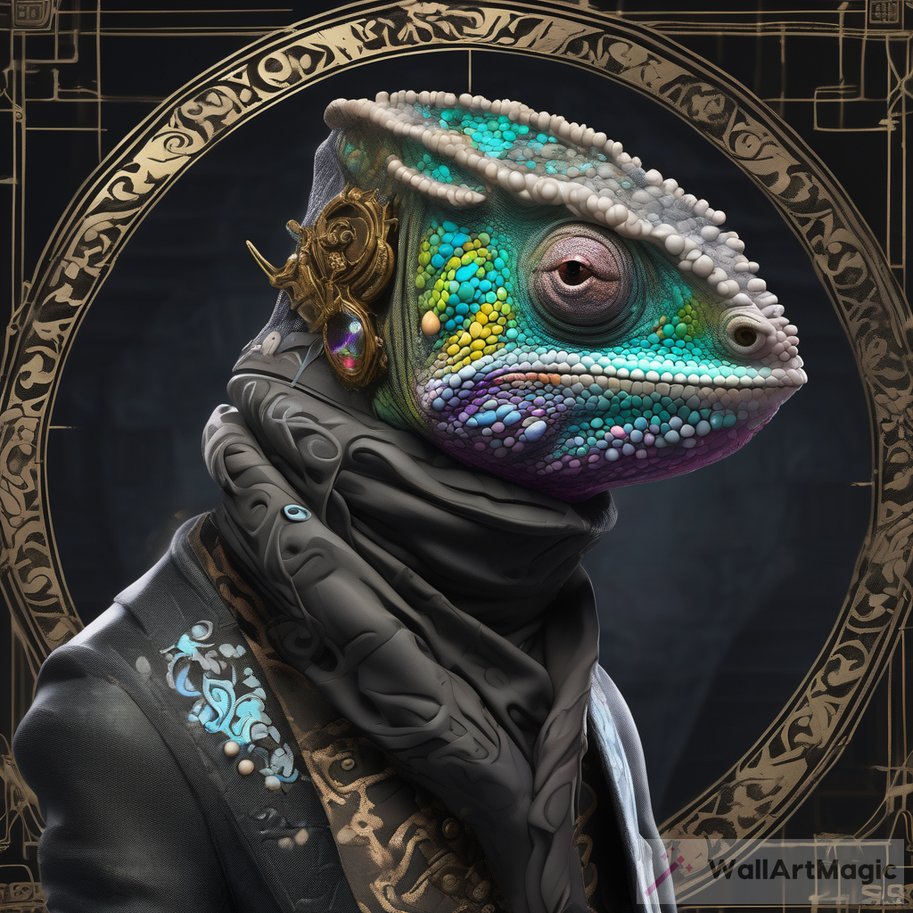 Zephyr: A Hyperrealistic Chameleon Character in Dolly Kei Attire