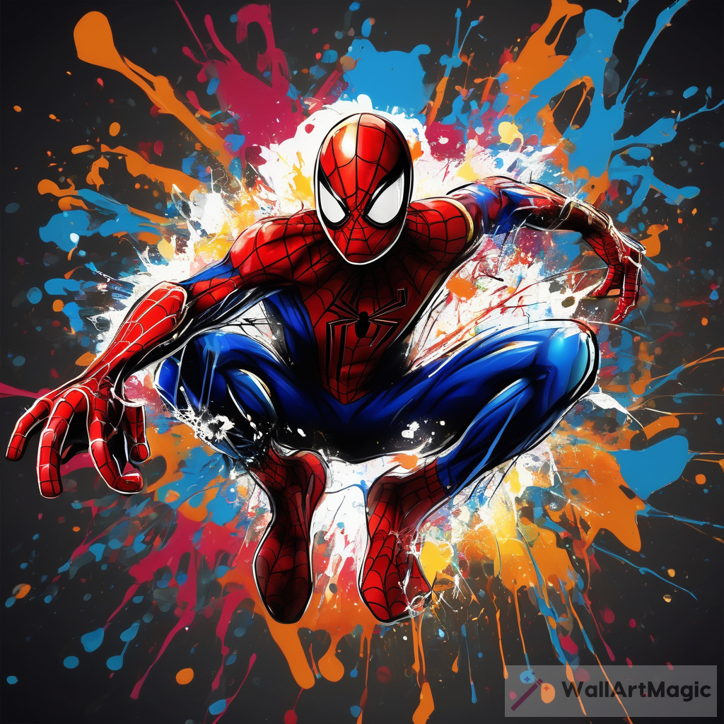 HD Spider-Man Graffiti: A Unique 8K HDR Paint Explosion on Dark Background