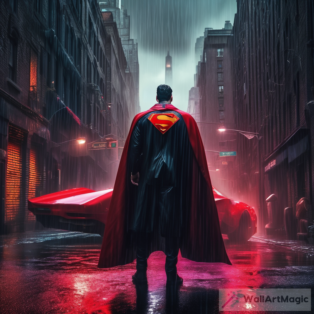 The Duality of Hope and Vengeance: A Neonoir Caped Hero in Rain-Soaked Gotham