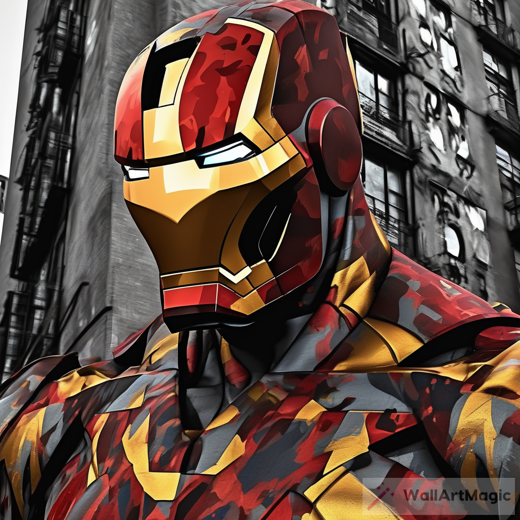 Urban Camouflage: The Fusion of Iron Man and Batman in Gotham's Graffiti Landscape