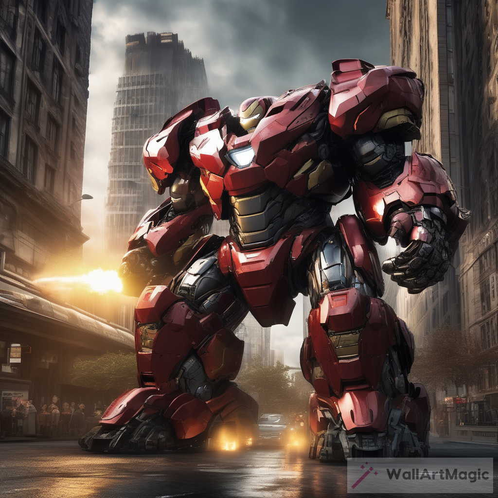 Unleash the Mecha Monster: Armored Hero Battles Giant Mechs in 8K HDR Gotham