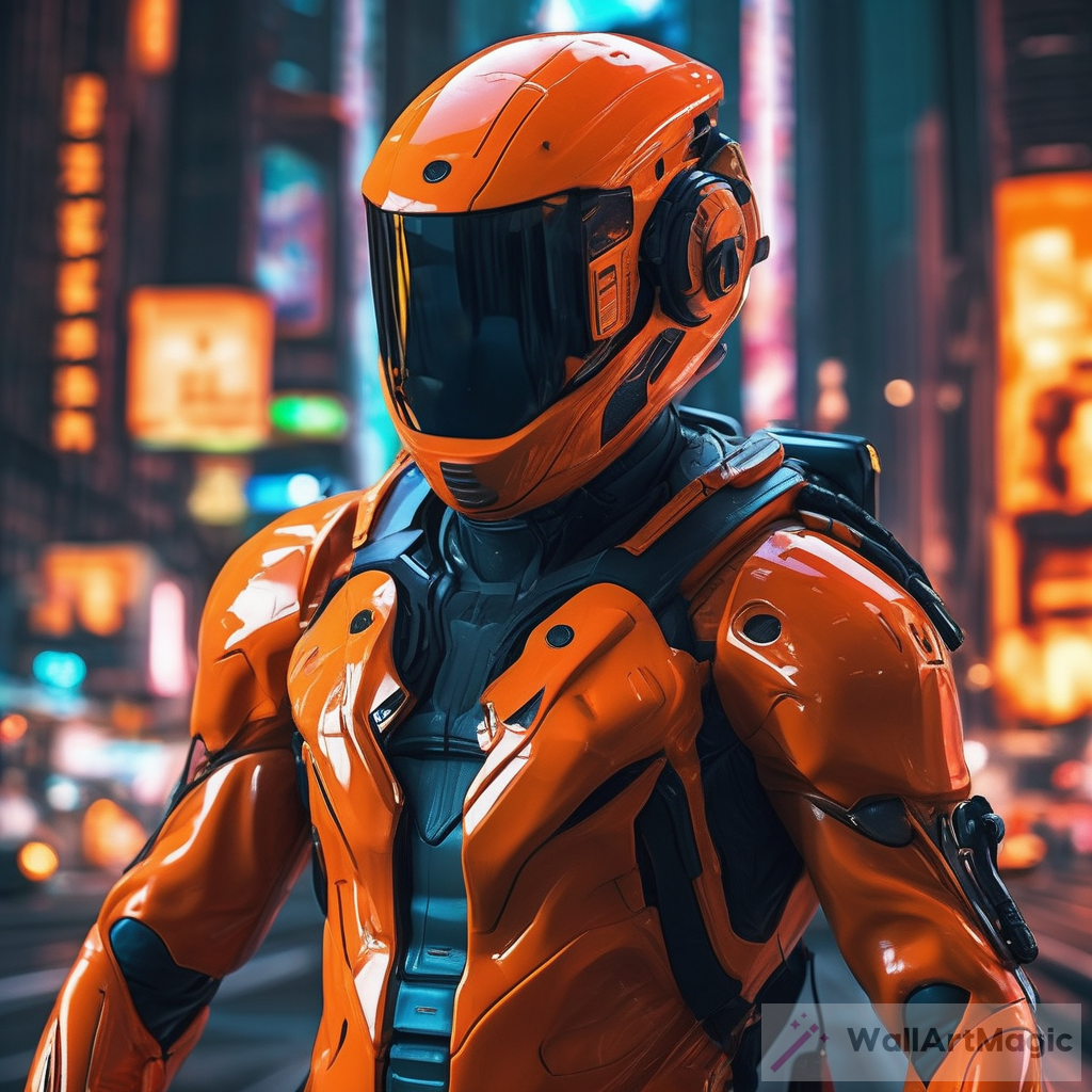 The Future Unveiled: A Futuristic Explorer's Journey in a High-Definition, 8K HDR Orange-Visored Suit