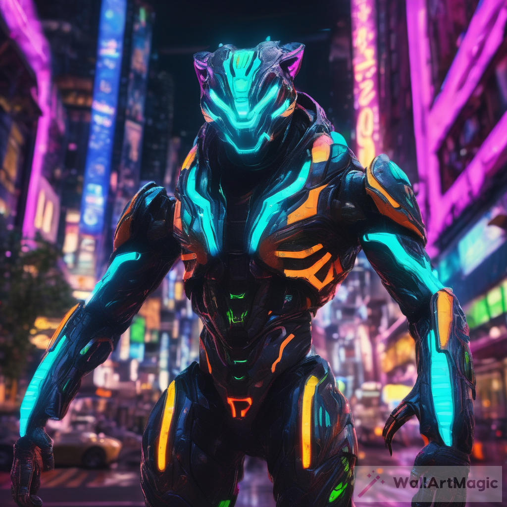 Neon Beastmaster Exo-Suit: Dancing with Digital Wildlife in a Concrete Jungle