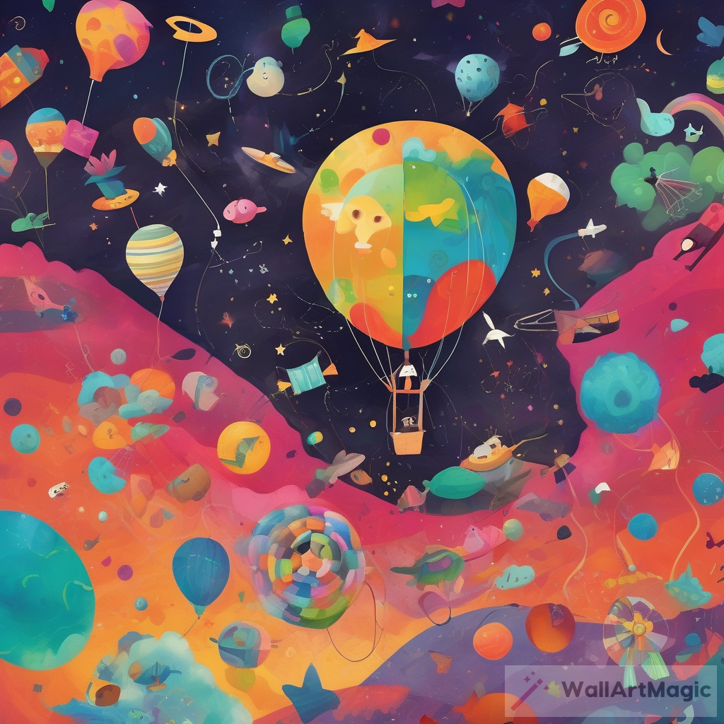 Vibrant and Whimsical Artwork: A Topsy-Turvy Universe Defying Gravity