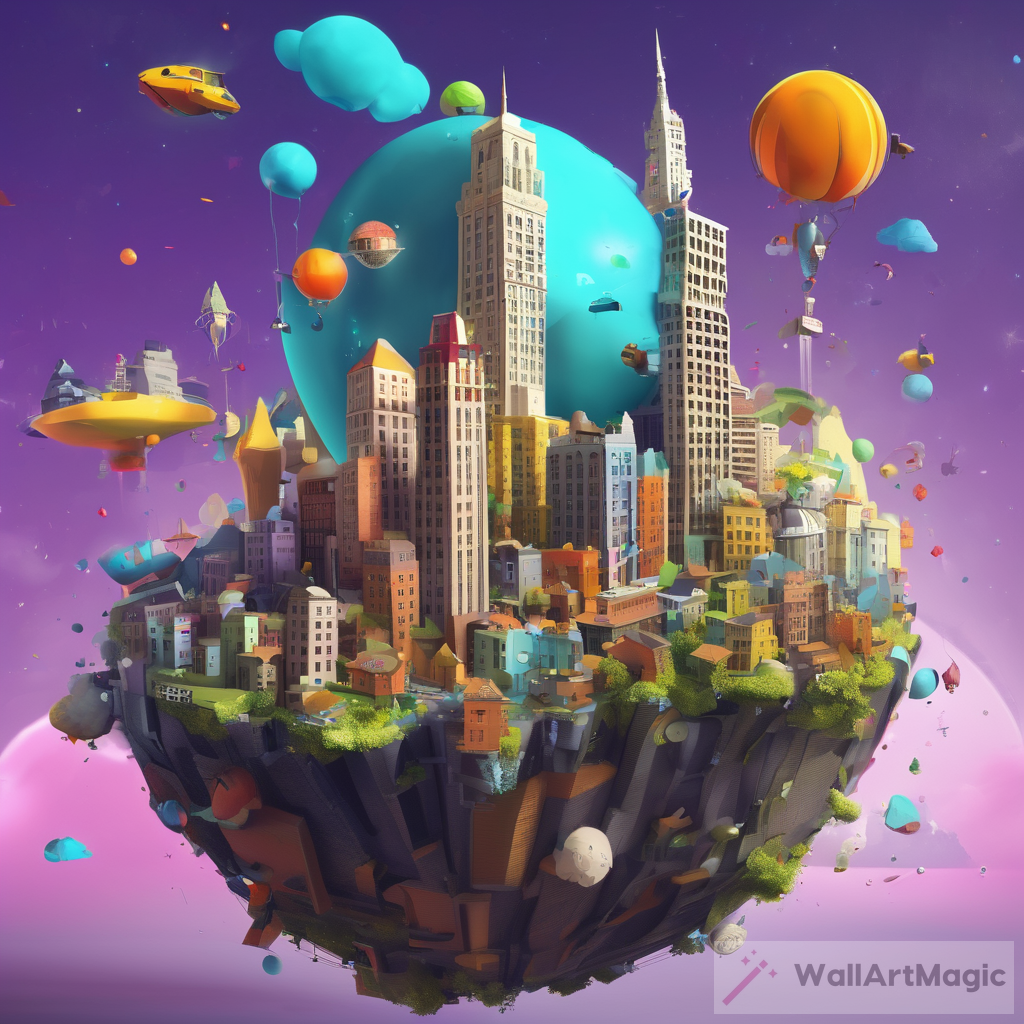 Imaginative Cityscape: A Surreal Dream Without Gravity