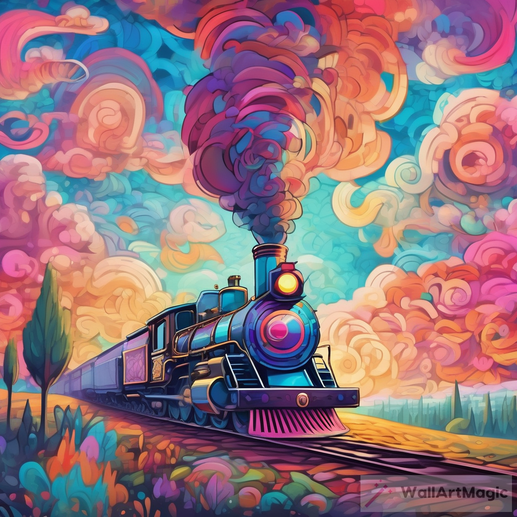 Surreal Impressionism: A Digital Landscape Artwork with a Steam Locomotive