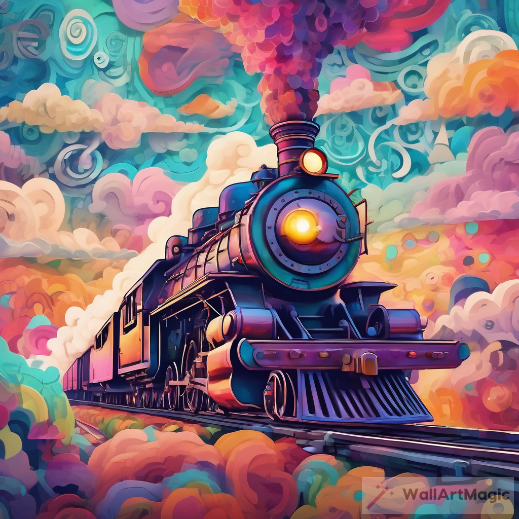 Whimsical Steam Locomotive: A Fusion of Surrealism and Impressionism