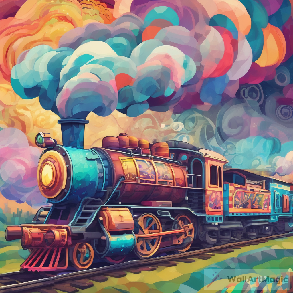 Steam Locomotive: A Surreal Impressionistic Digital Landscape Artwork