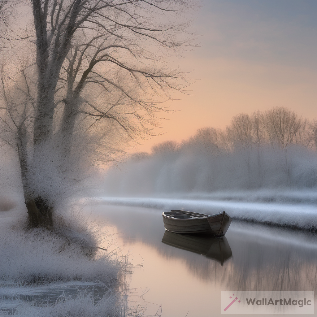A Serene Winter Landscape: Tranquil Beauty and Peaceful Tranquility