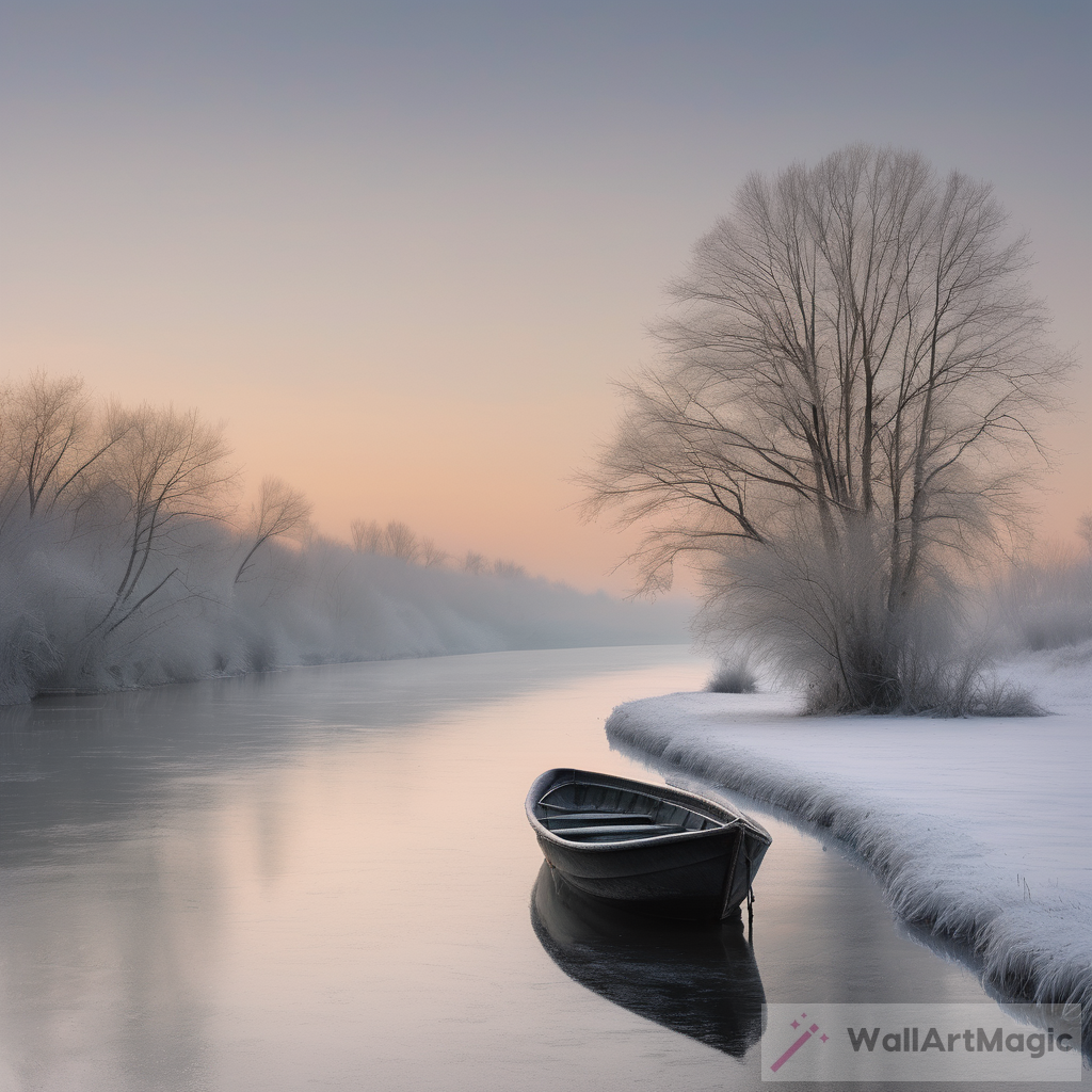 A Serene Winter Landscape: Tranquil Beauty Under a Soft Morning Sky