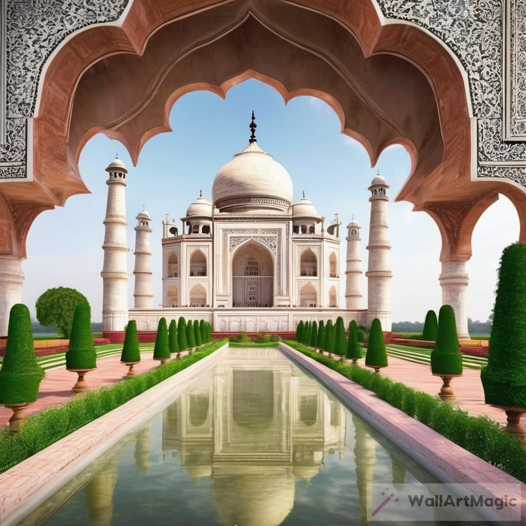 The Taj Mahal Surrounded by Floating Gardens: A Fusion of Natural Beauty and Architectural Elegance