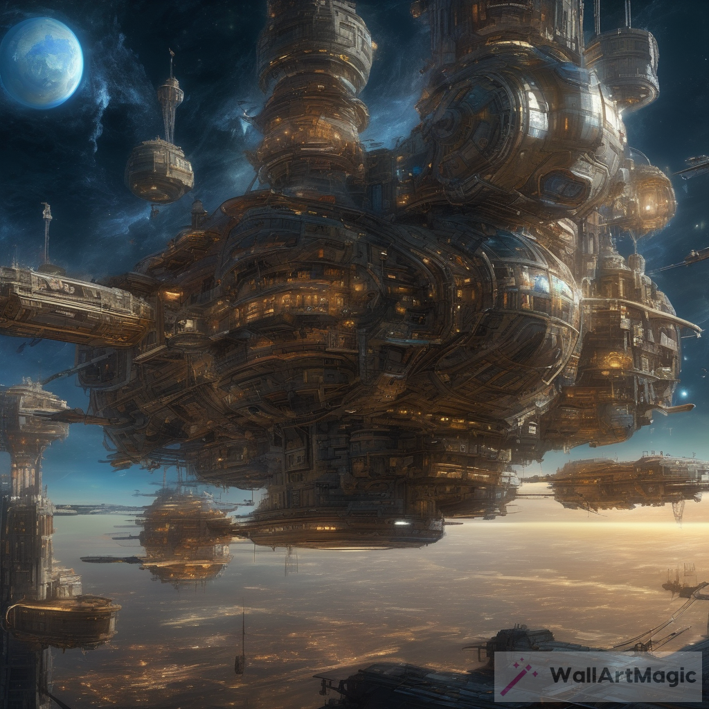 Majestic Ports in Outer Space: A Realistic Fantasy Artwork