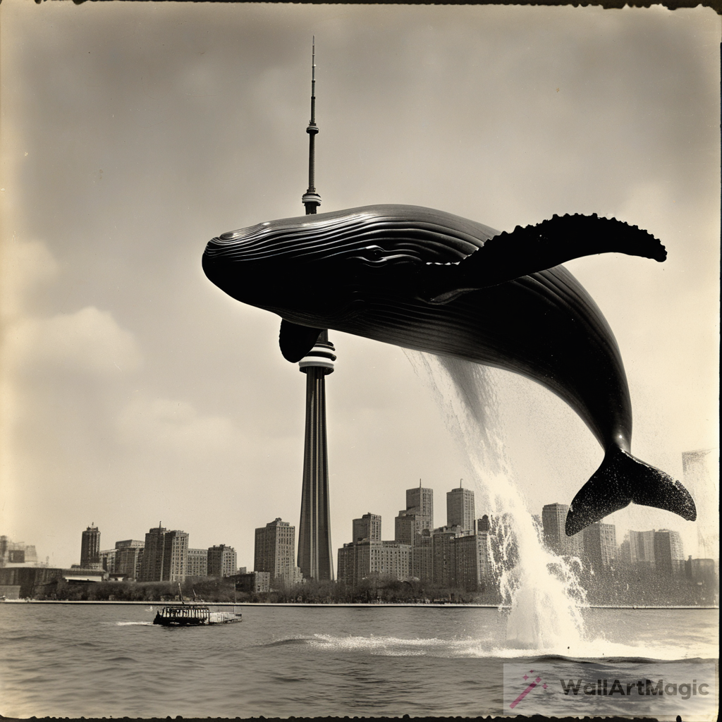 A Majestic Whale Splashing in Front of the CN Tower: A Glimpse of 1920s Toronto