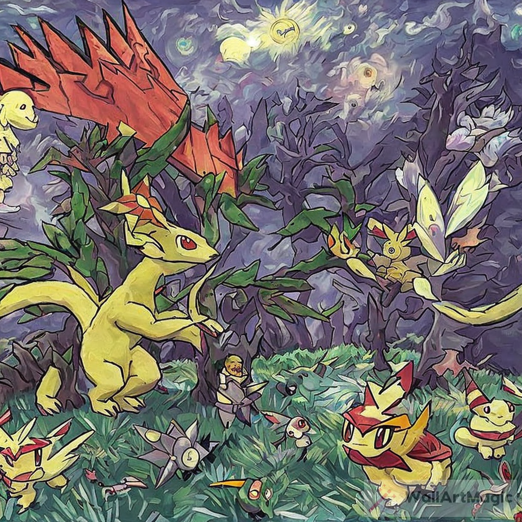 Exploring the Fusion of Pokemon, War, Fantasy, and Tropical Vibe through Van Gogh's Art
