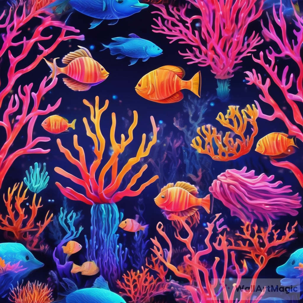 Dive into the Neon Oasis: Mesmerizing Underwater Creatures in a Surreal Coral Reef
