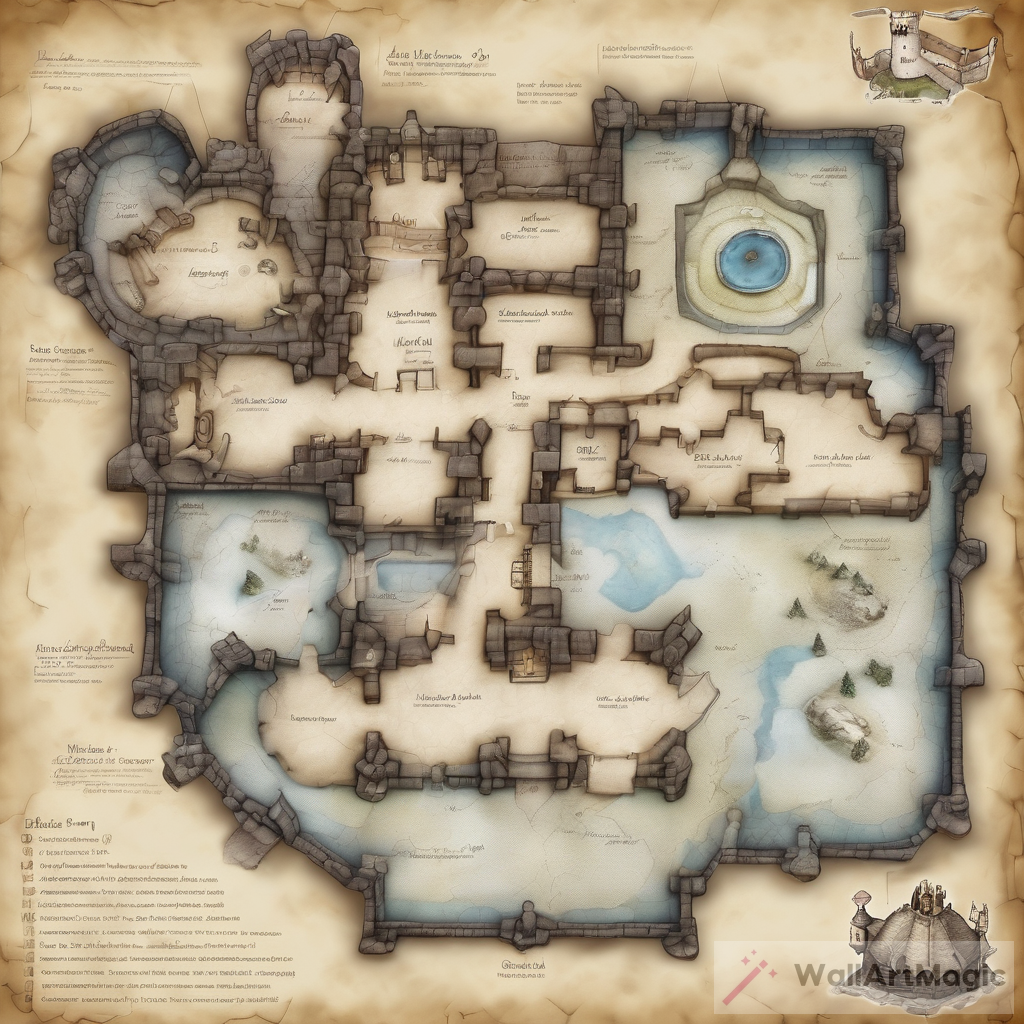 Map of a Dragon's Ice Castle: A Simple and Engaging Art Piece