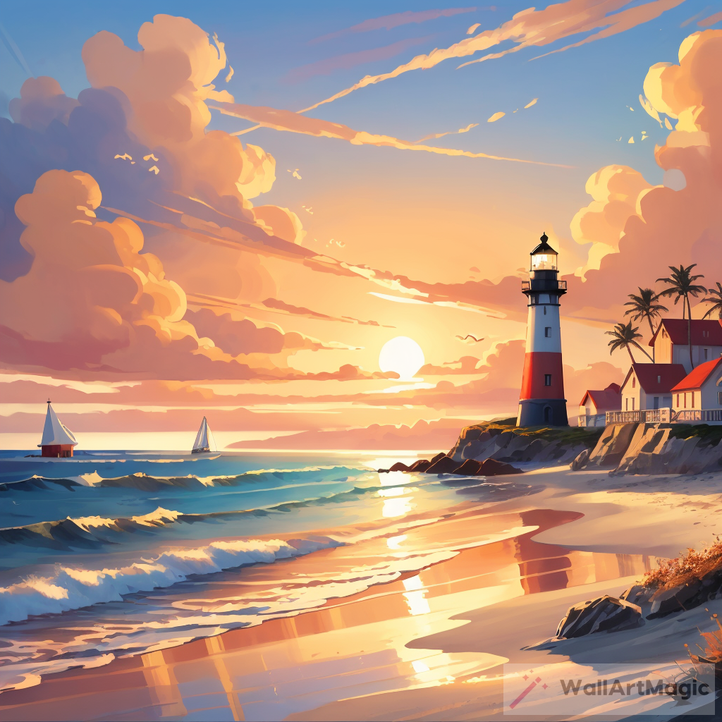 Capturing the Beauty: A Serene Beach Sunset with Lighthouse
