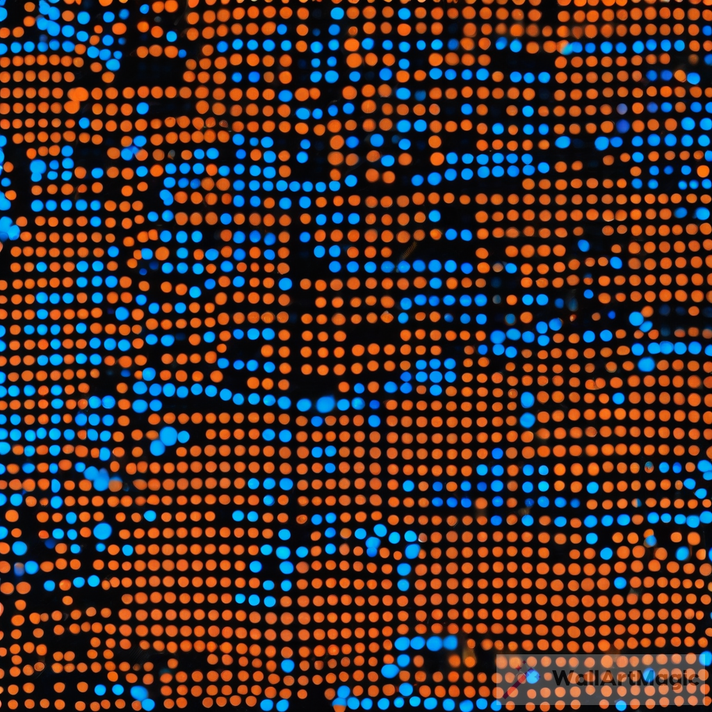 Exploring the Fusion of Black and Neon Colors in Dot Matrix Art