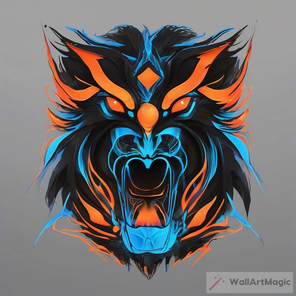 The Allure of Black with Neon Orange and Neon Blue Gradient Art
