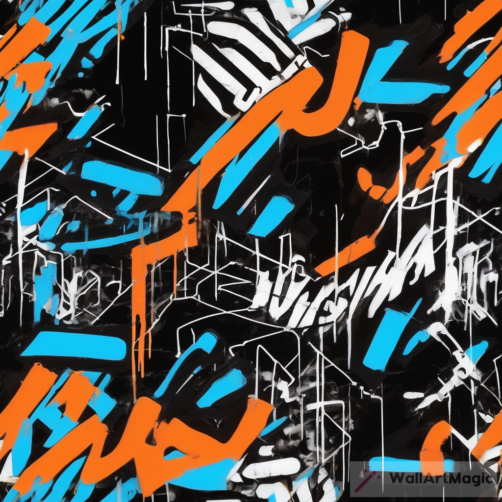 The Vibrant World of Black with Neon Orange and Neon Blue Graffiti