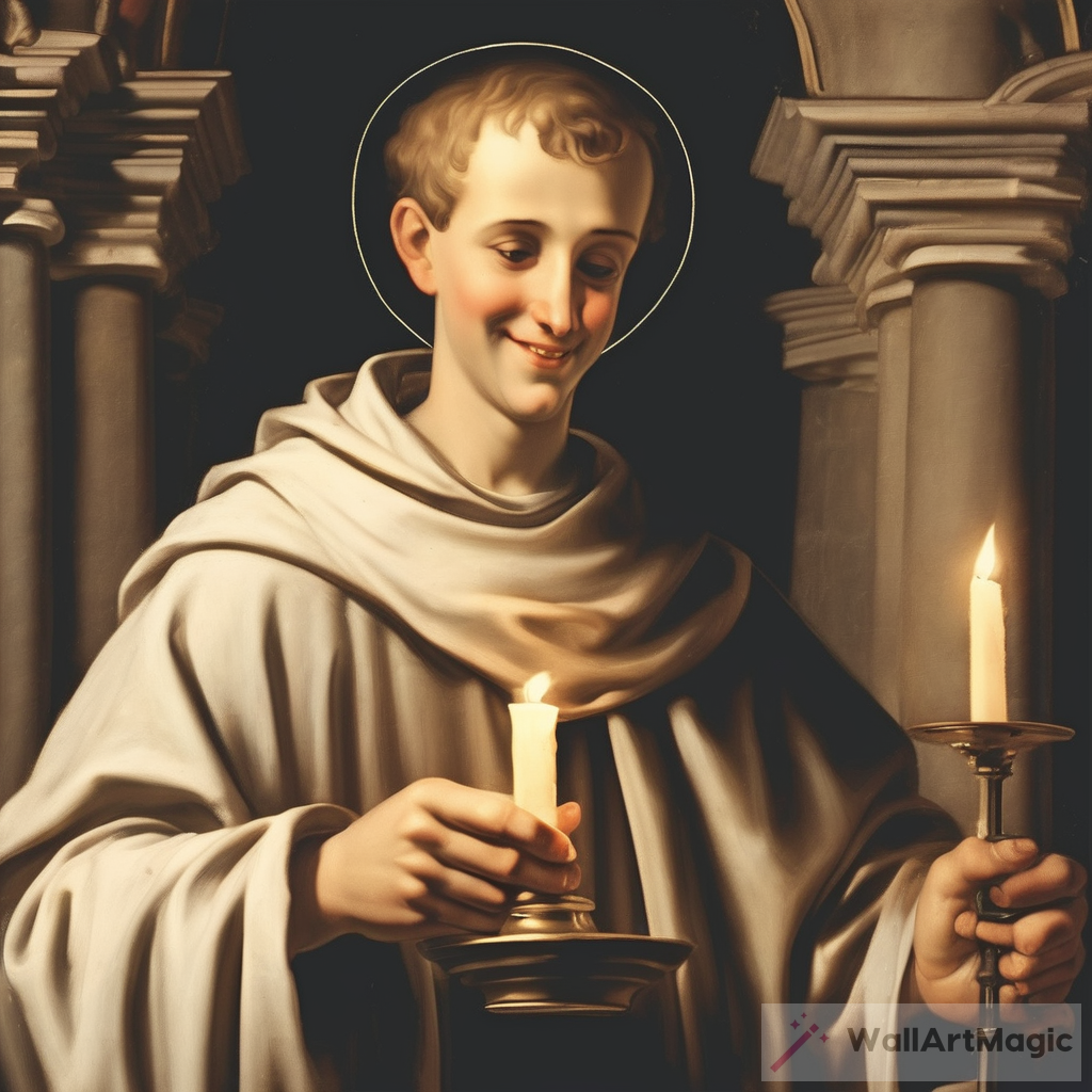The Radiant Smile of Saint Antonius of Padua Lighting a Candle
