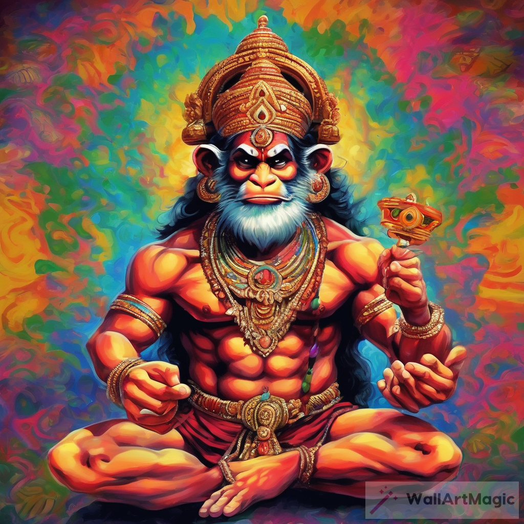 Vibrant and Majestic Hanuman Art: Celebrating Power and Color