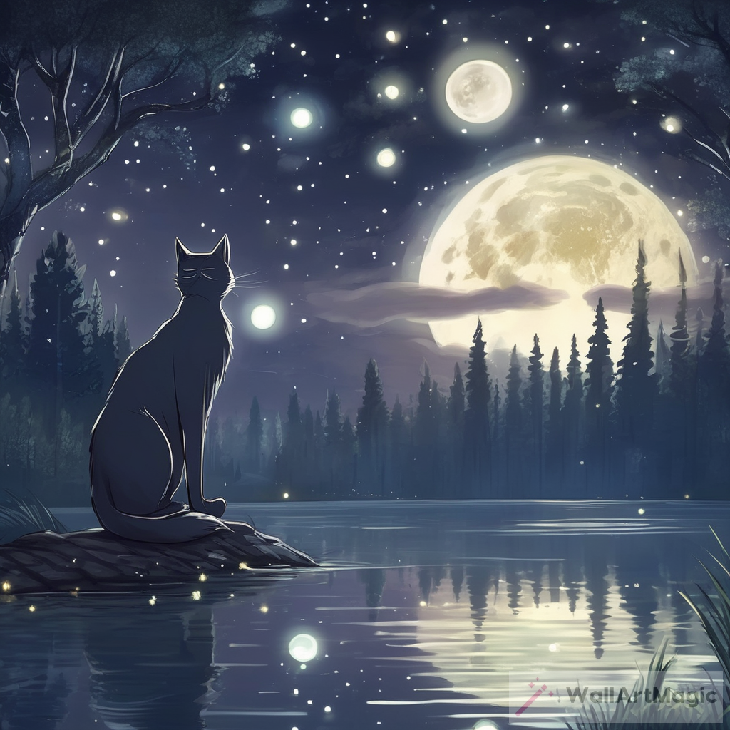 Exploring the Majestic Starry Lake in the Night with Warrior Cats