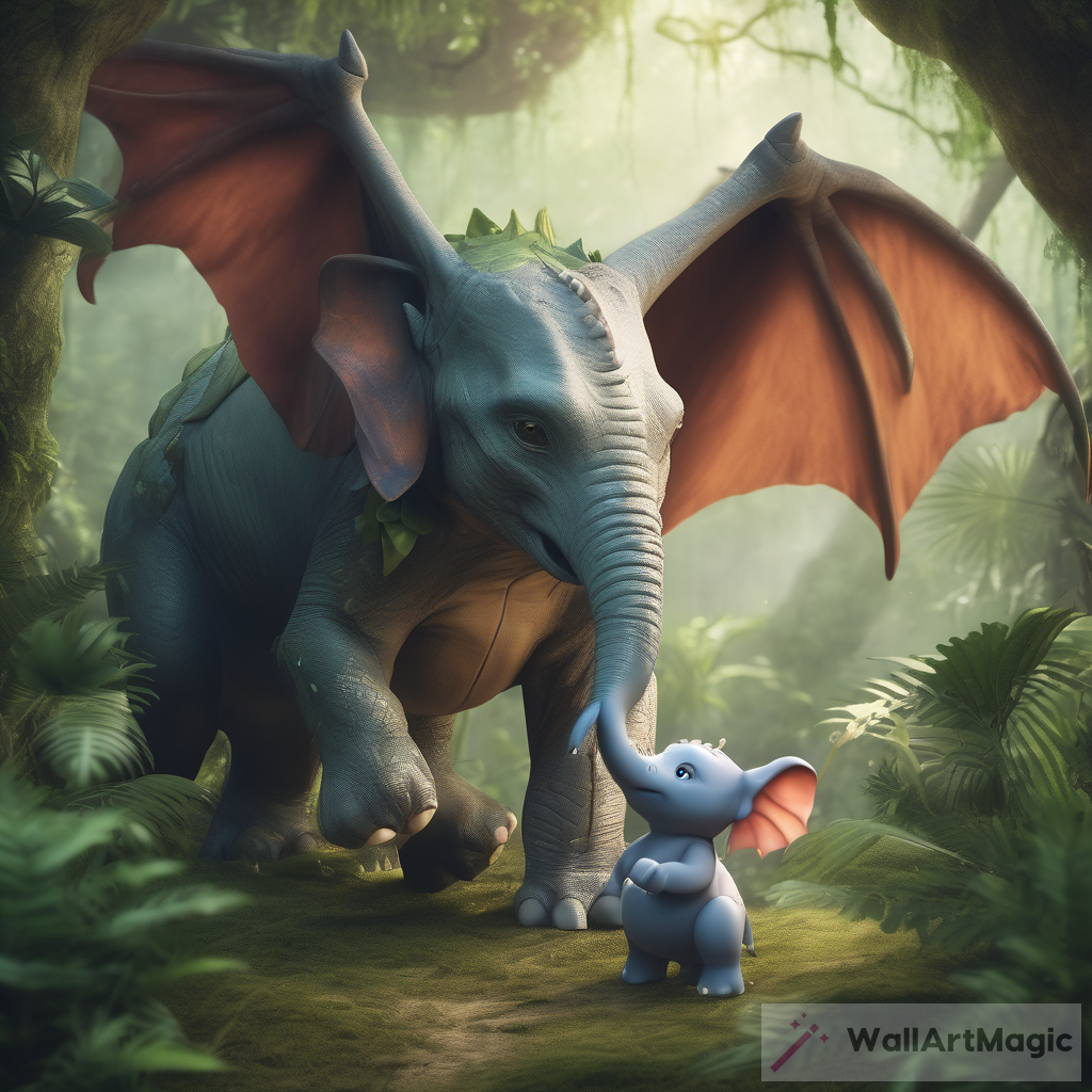 Exploring the Fascinating Playfulness of a Small Dragon and Small Elephant in the Jungle