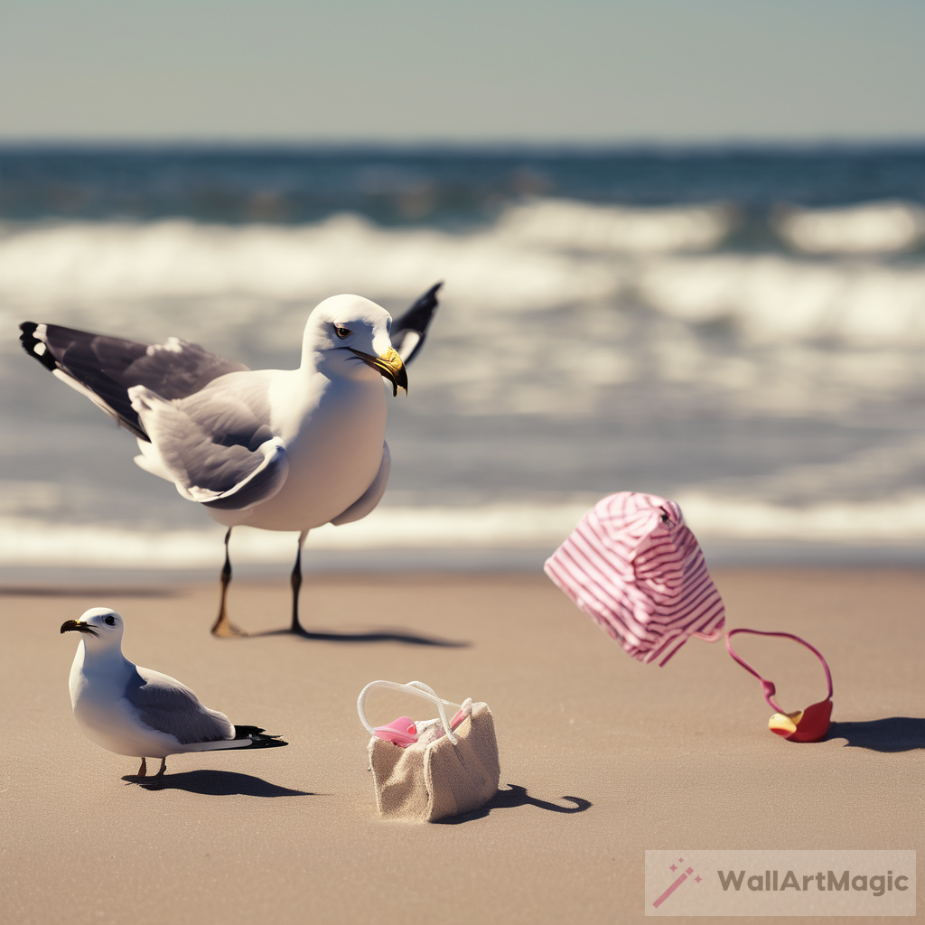 The Playful Seagull: Bikini Bandit on the Beach