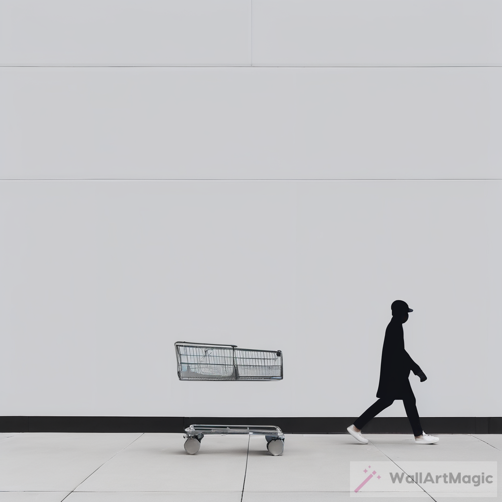The Essence of Minimalism: A Person Walking with a Trolley