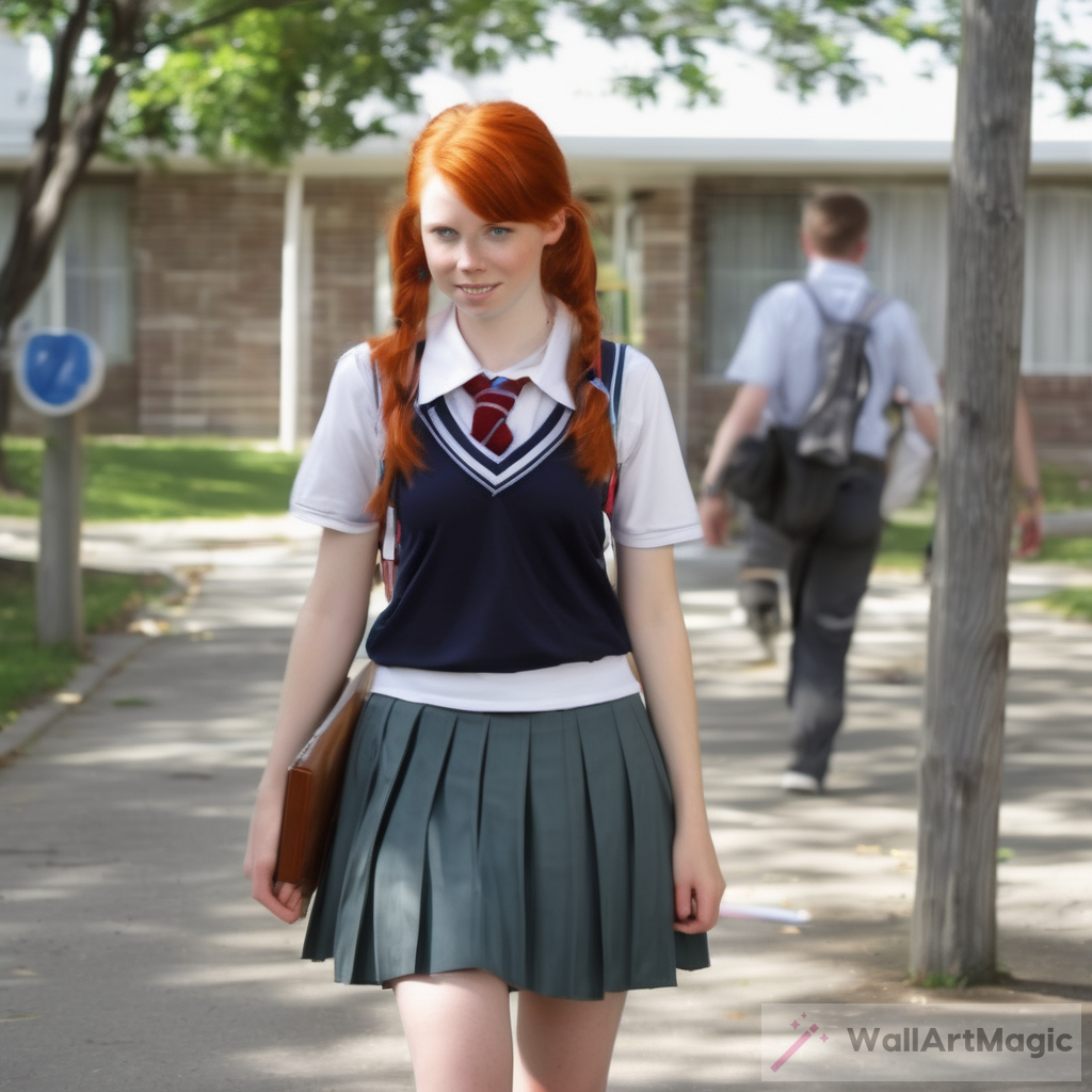 Exploring the Beauty of Art: A Redhead in a School Skirt