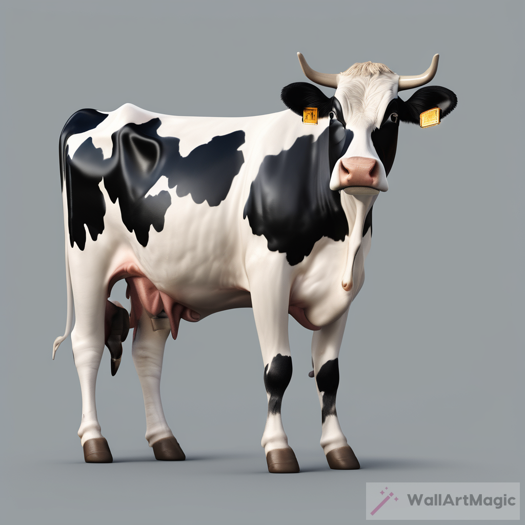 Realistic Cow Art: A Playful Interpretation with Flare Stake