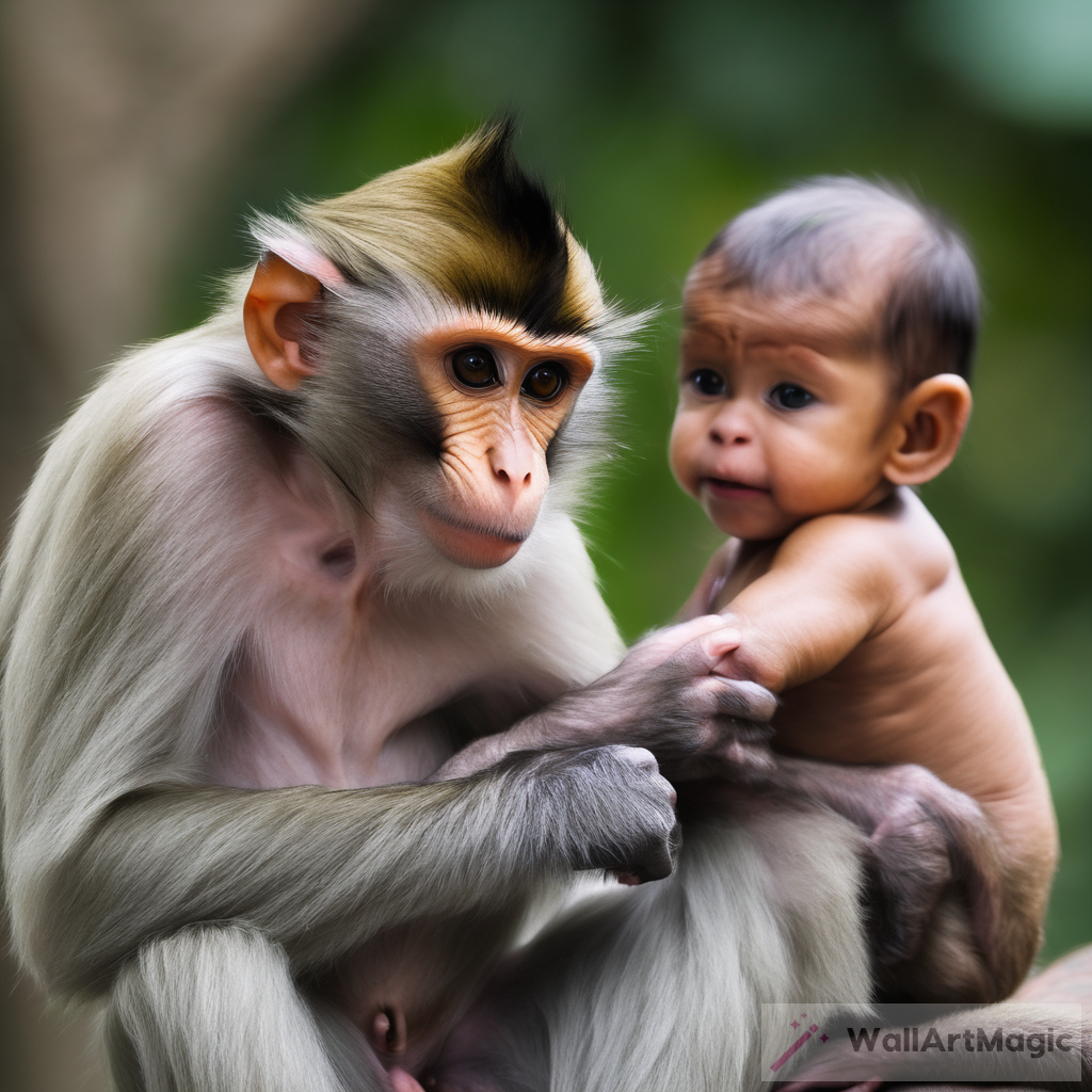 The Tender Bond: A Child Monkey in Its Mother's Lap