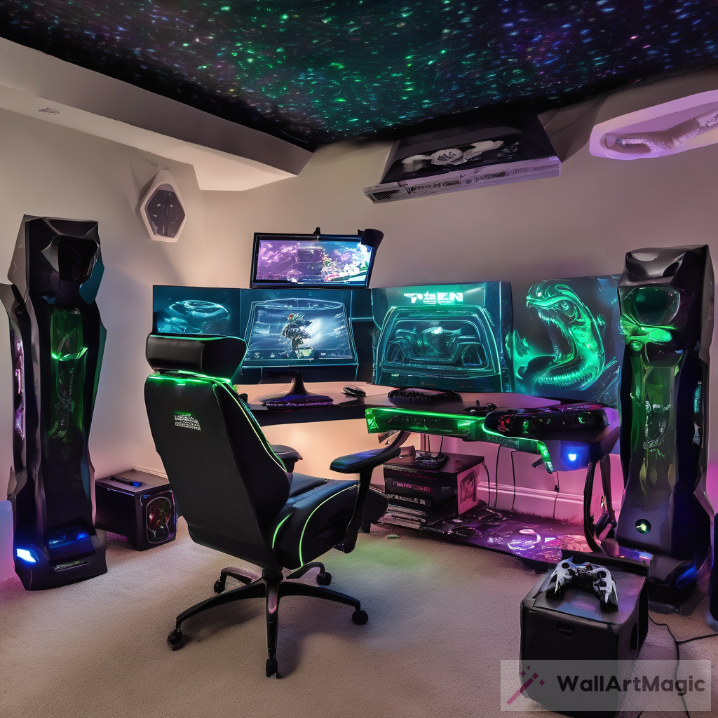 Explore the Futuristic Alien Gaming Setup in a Room