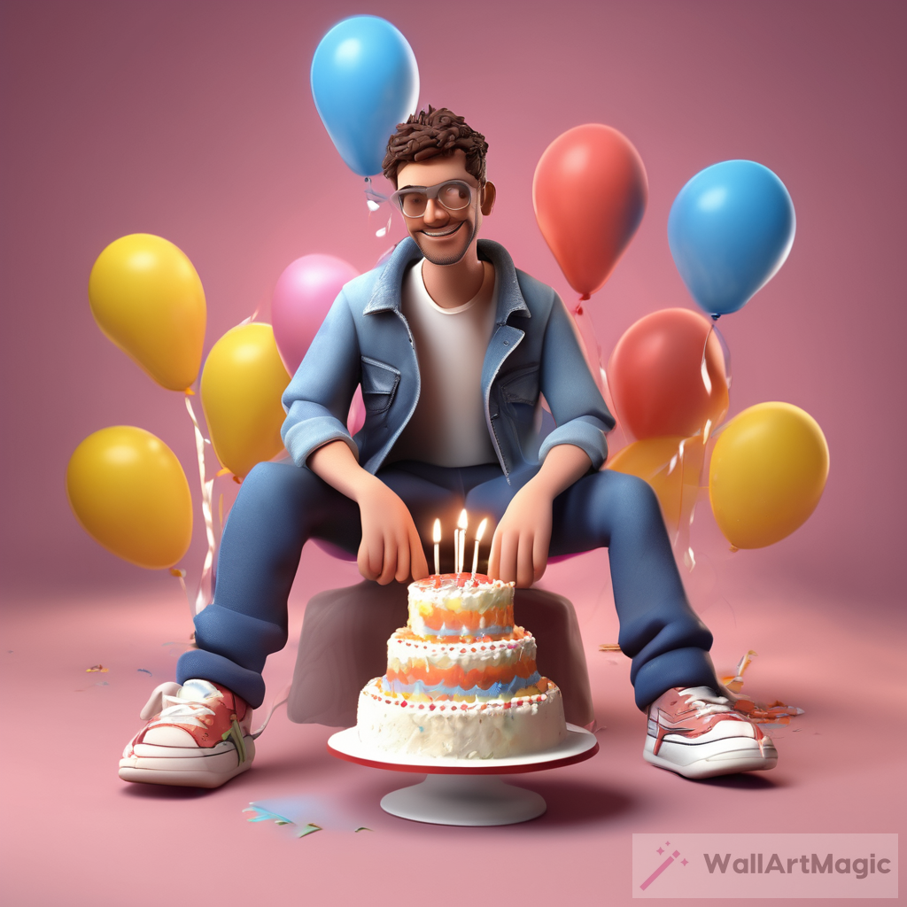 Celebrating with ALTHAF: A 3D Illustration of Casual Birthday Joy