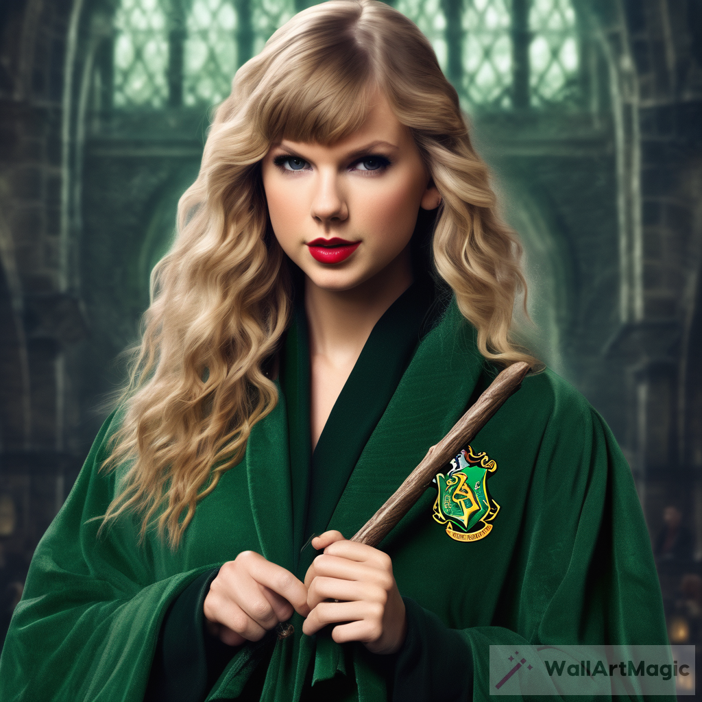 Taylor Swift in a Slytherin Robe - A Magical Blend of Music and Magic