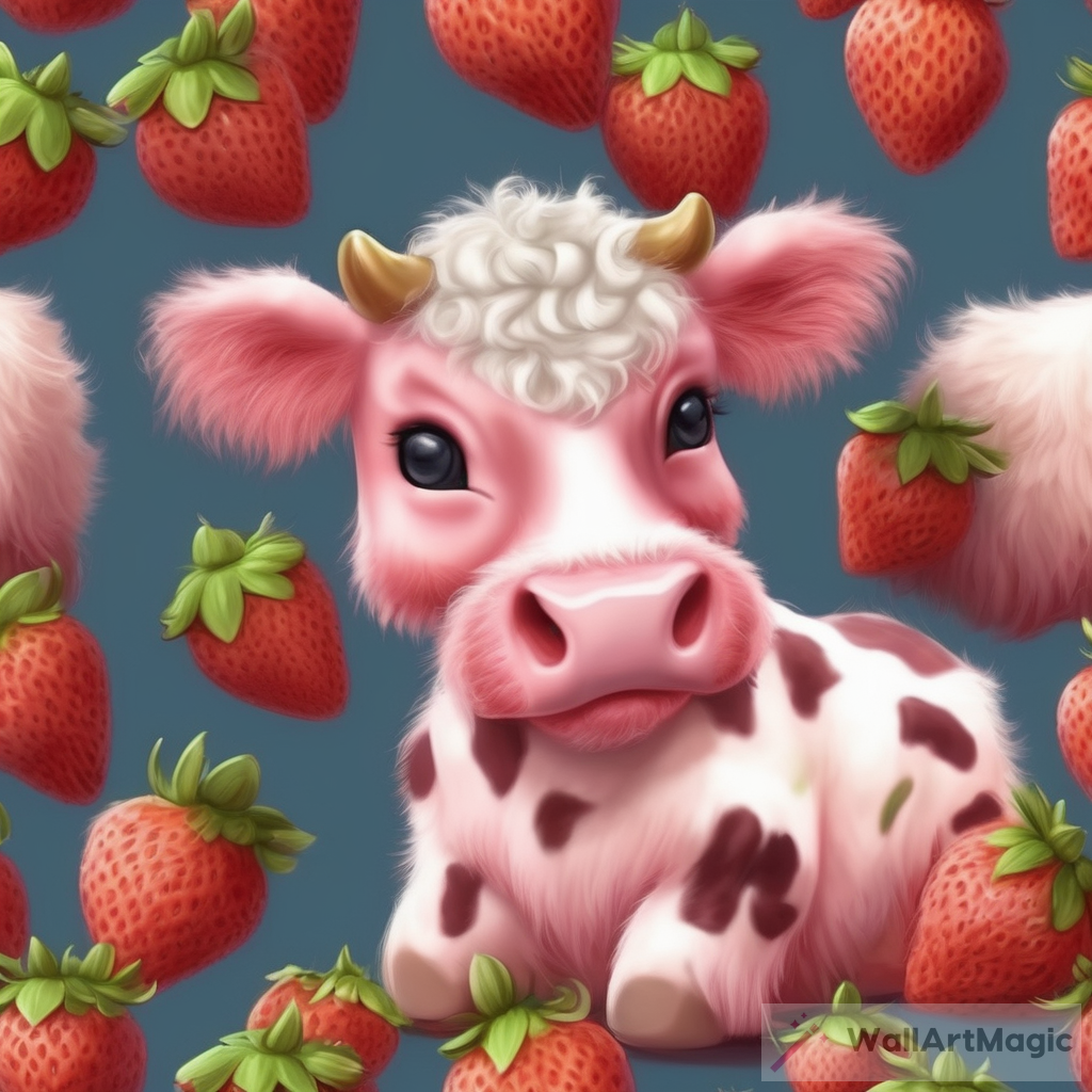 The Adorable World Of Realistic Strawberry Cows Wallartmagic