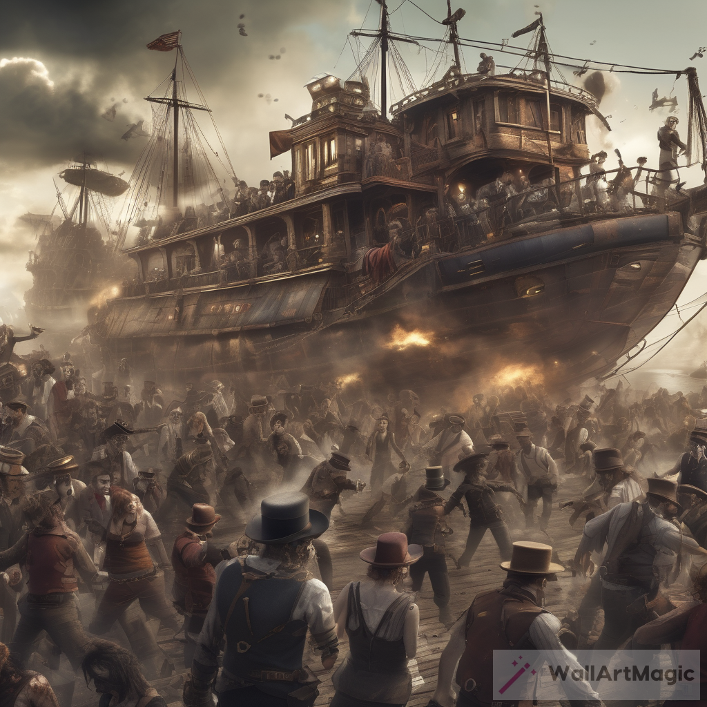 Steampunk Zombie Apocalypse Battle: A Thrilling Fight on Flying Ships