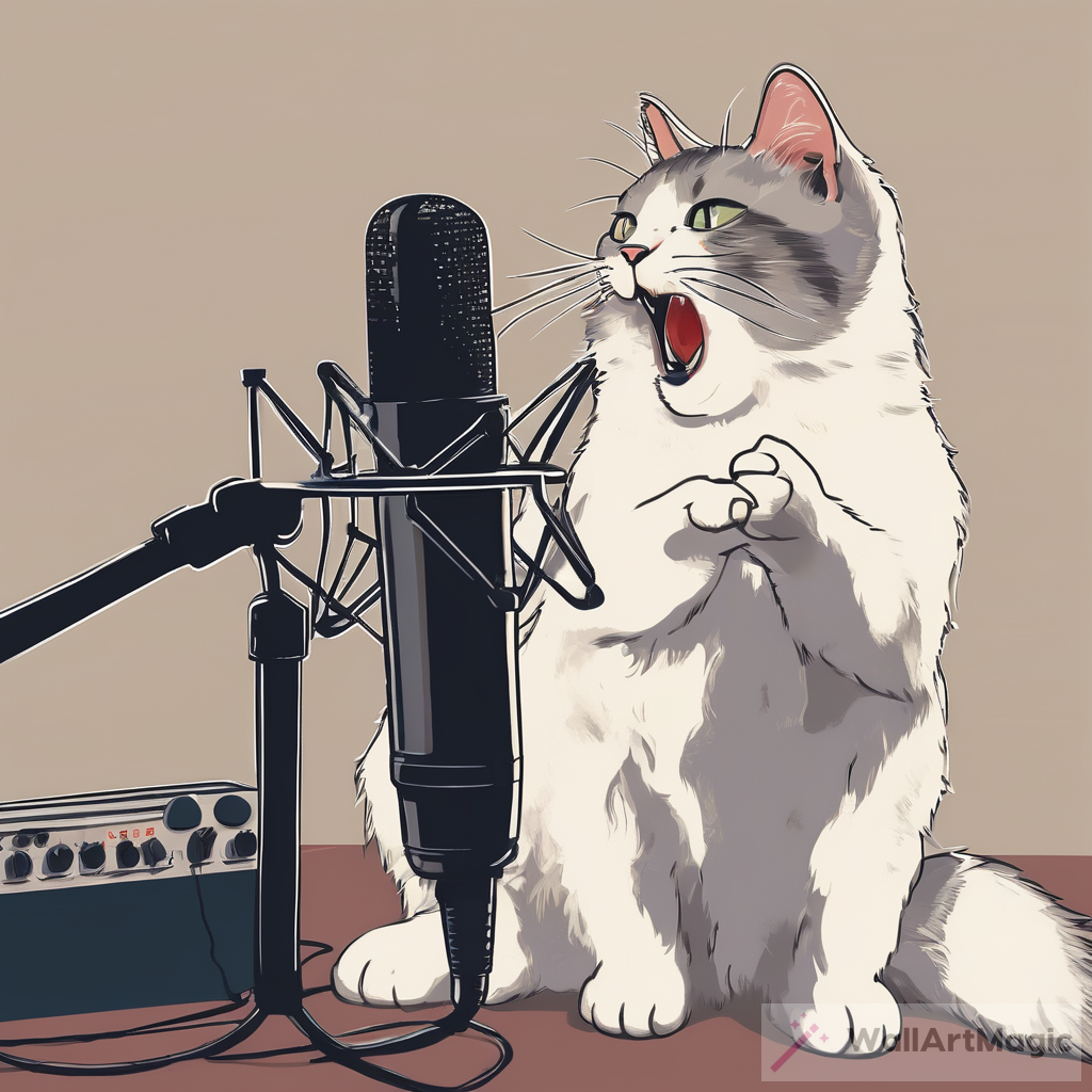 The Purrfect Performance: A Cat's Serenade in Front of a Microphone